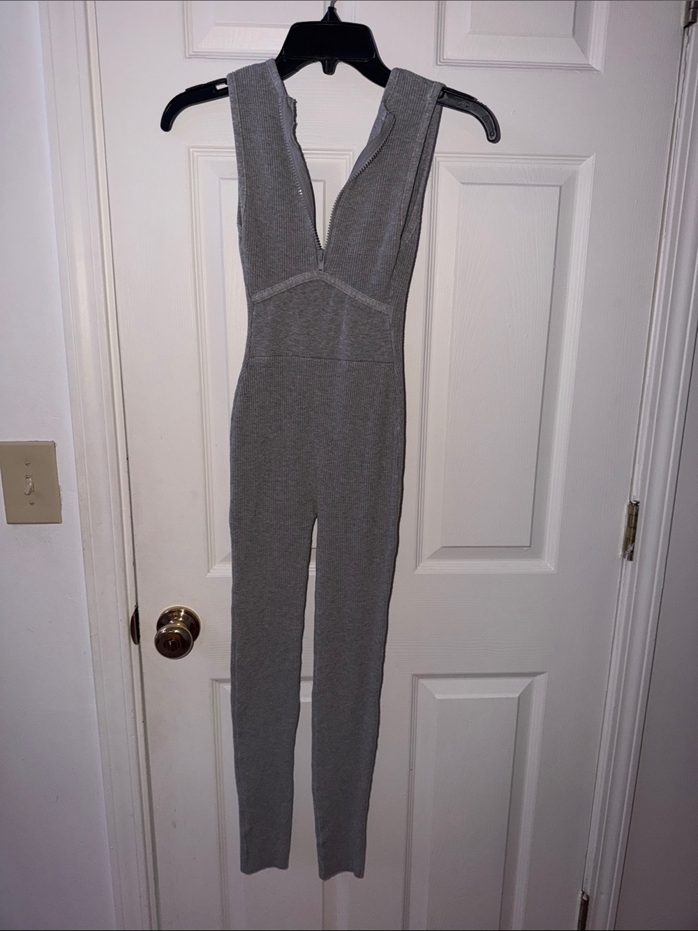 Fashion Nova Gray Sleeveless Ribbed Jumpsuit